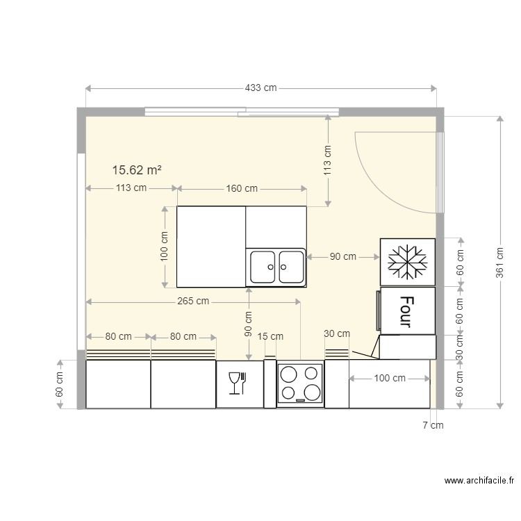 Cuisine. Plan de 0 pièce et 0 m2