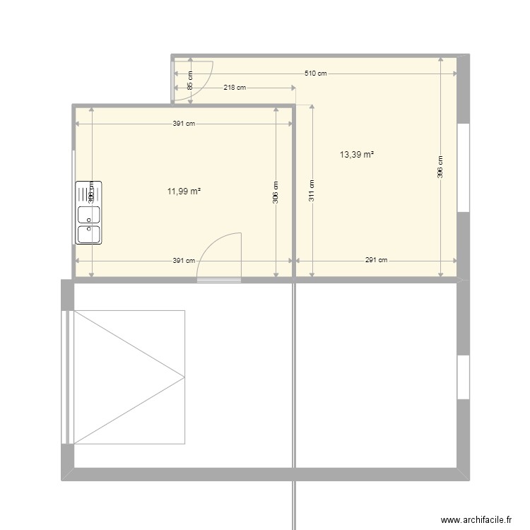 Bourdelle - Plan 2 pièces 25 m2 dessiné par dupc