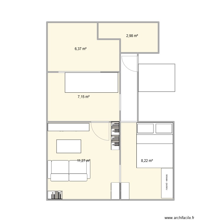 appart petite chambre conforama. Plan de 5 pièces et 36 m2