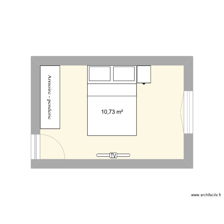 Chambre. Plan de 1 pièce et 11 m2