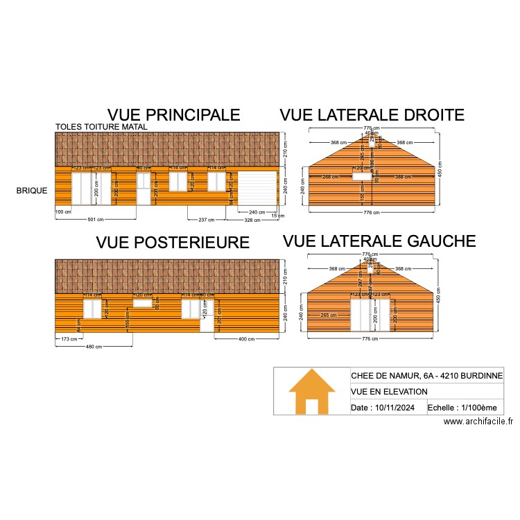 BURDINNE - VUE EN ELEVATION M1/M3 - V1.00. Plan de 0 pièce et 0 m2