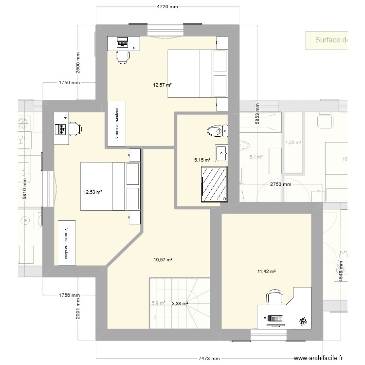 projet 4d. Plan de 21 pièces et 165 m2