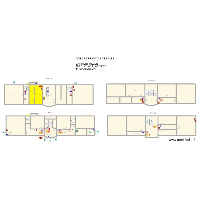 BATIMENT MEZEN. Plan de 27 pièces et 1474 m2