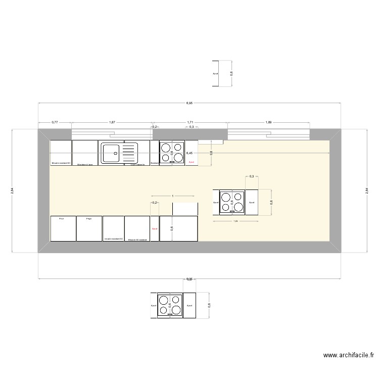 CuisineVder. Plan de 1 pièce et 15 m2