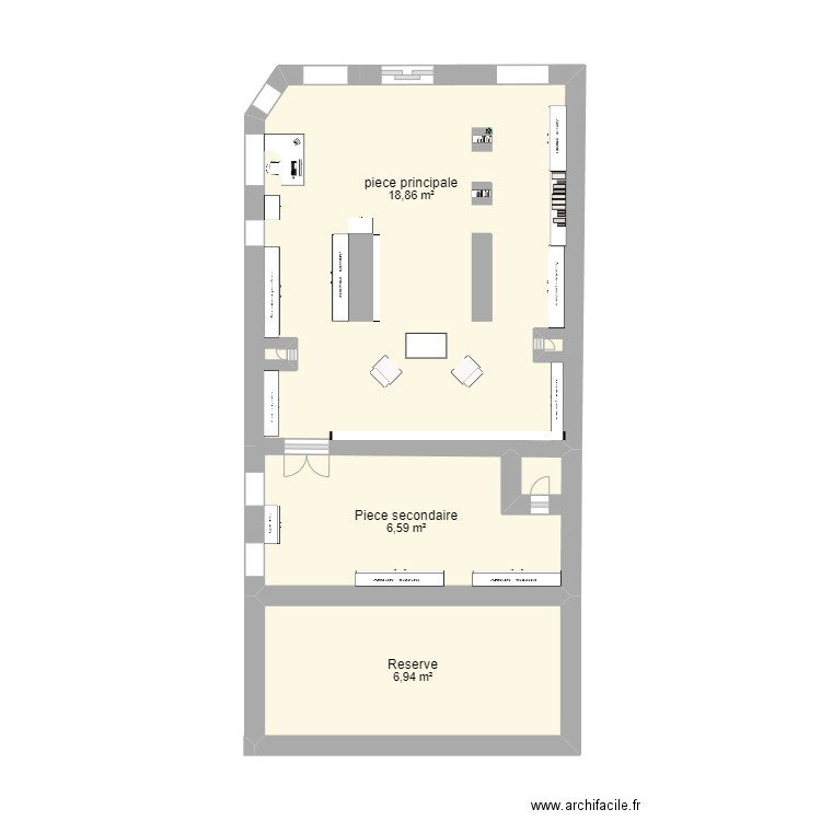 Serge Blanco . Plan de 3 pièces et 32 m2