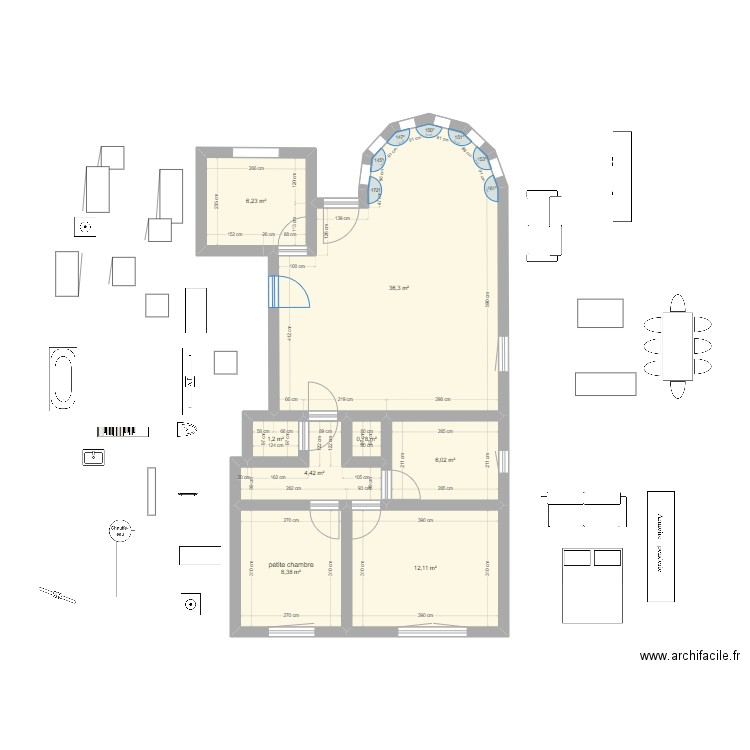 vansoust. Plan de 8 pièces et 75 m2