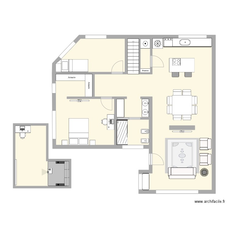 Con 3 habitaciones. Plan de 0 pièce et 0 m2