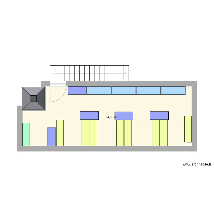 Mezzanine après. Plan de 1 pièce et 25 m2