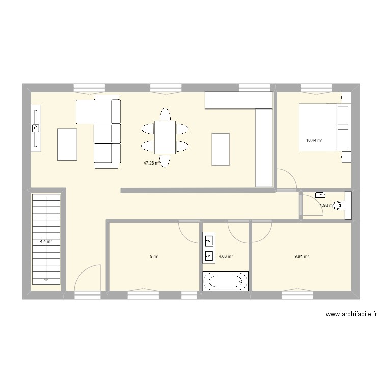 TREMBLAY 2. Plan de 7 pièces et 88 m2