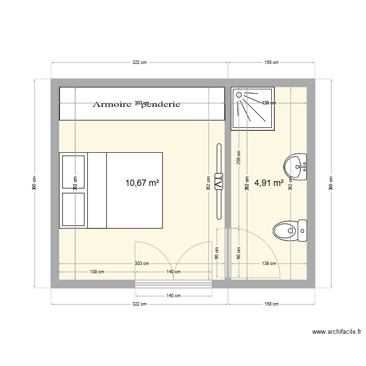 plan definitif. Plan de 2 pièces et 16 m2