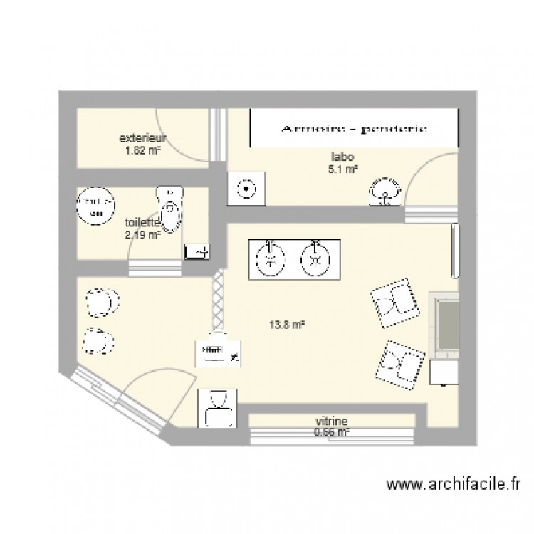 salon de coiffure. Plan de 0 pièce et 0 m2