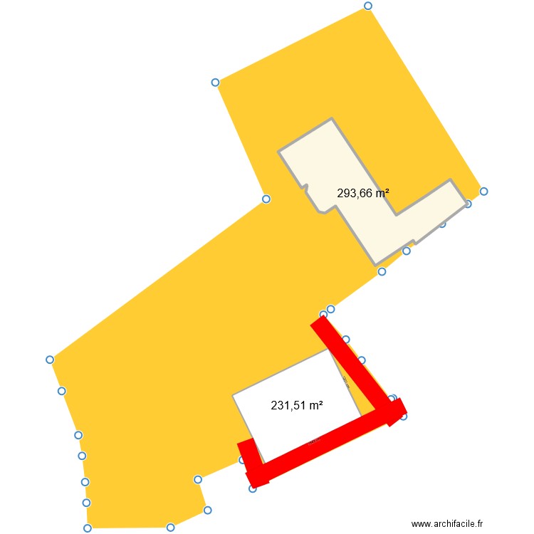 Taille batiment bis. Plan de 2 pièces et 525 m2