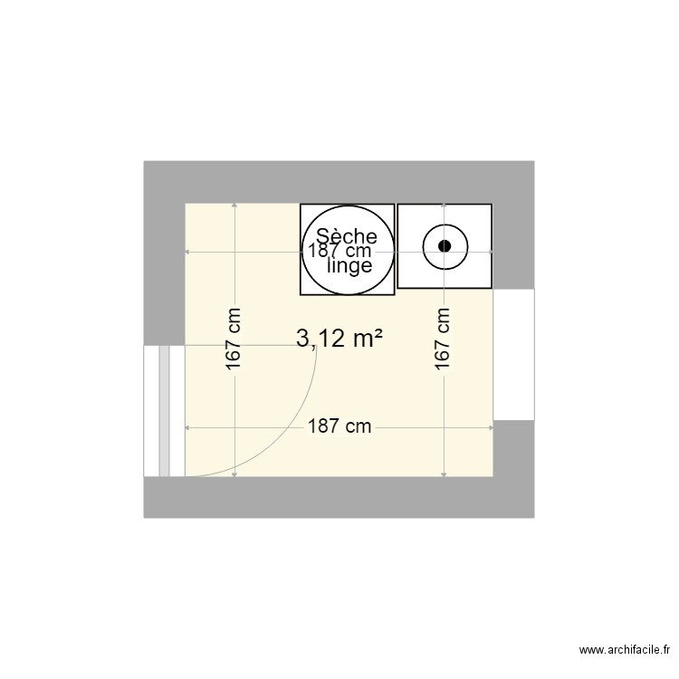 buanderie - Plan 1 pièce 3 m2 dessiné par patoche52