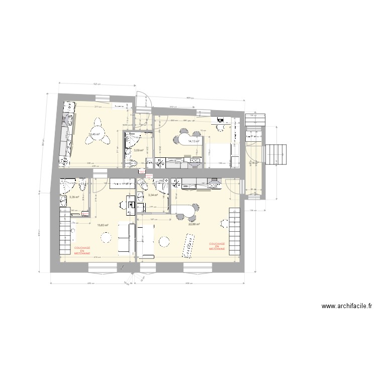PLAN 33 RTE PONT L'ABBE NOUVEAUX STUDIOS -3-. Plan de 8 pièces et 79 m2