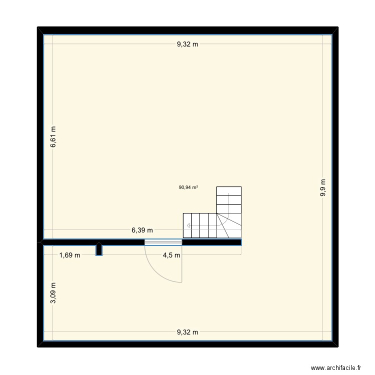 Maison. Plan de 1 pièce et 91 m2