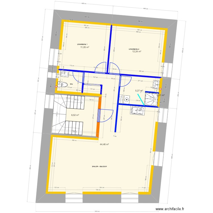 THUONG R+3. Plan de 6 pièces et 82 m2