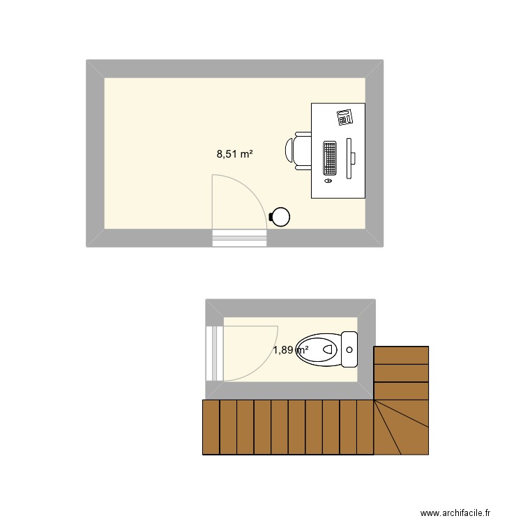 Maison1. Plan de 2 pièces et 10 m2