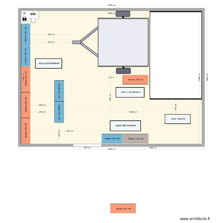 Plan entrepôt Blyes. Plan de 1 pièce et 266 m2