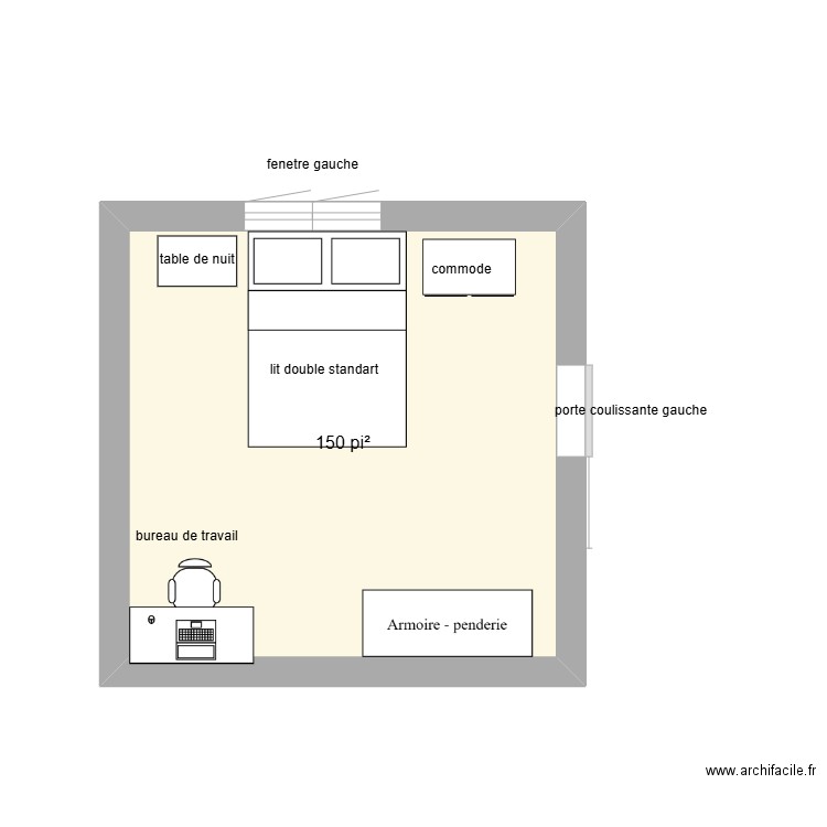 Hugo test. Plan de 1 pièce et 14 m2