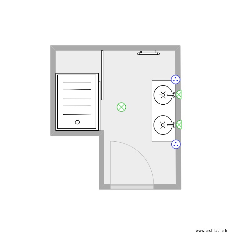 PLAN SDB MACON. Plan de 1 pièce et 6 m2