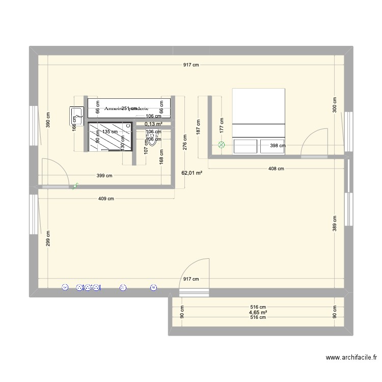 LILAS. Plan de 3 pièces et 67 m2