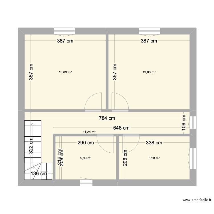 extension v1. Plan de 5 pièces et 52 m2