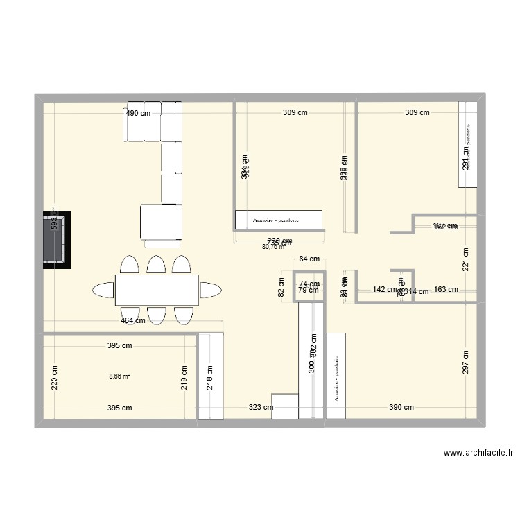 MAGATIS. Plan de 3 pièces et 90 m2