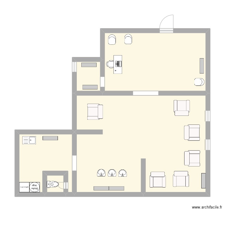 salon de coiffure.. Plan de 5 pièces et 75 m2