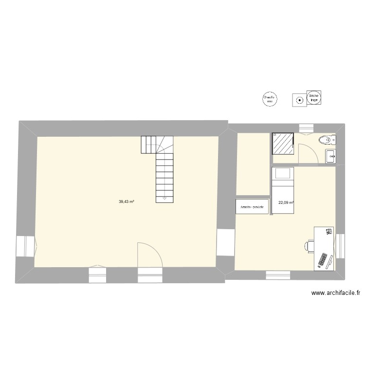 Petit Crano intérieur bis. Plan de 5 pièces et 122 m2