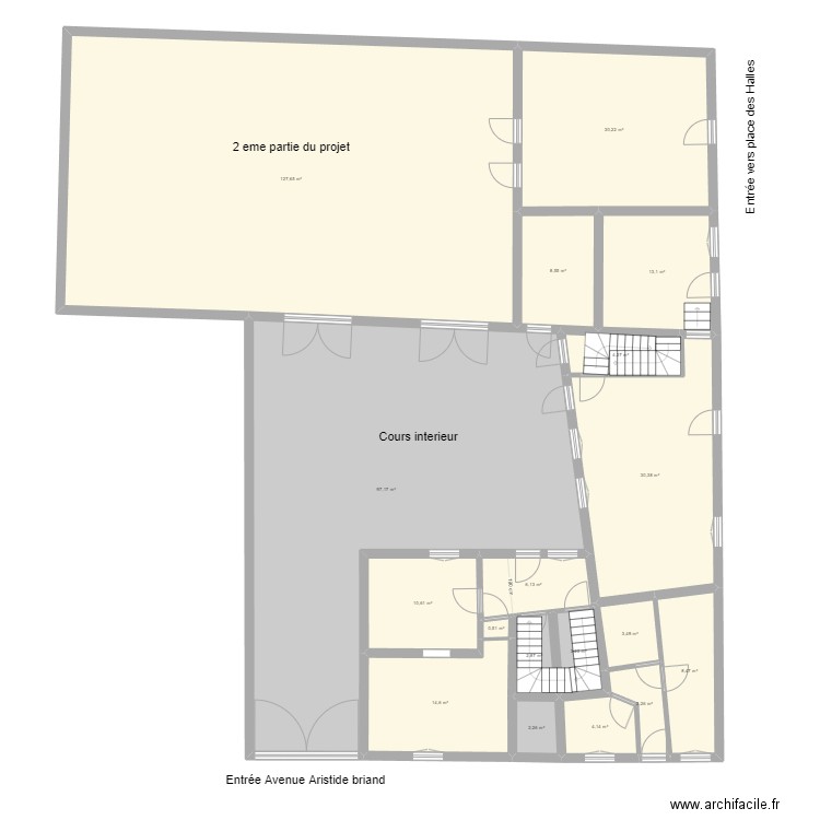 Plan existant RDC CDL. Plan de 18 pièces et 371 m2