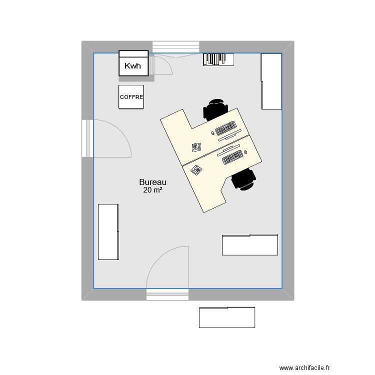 bureau CIVA. Plan de 1 pièce et 20 m2