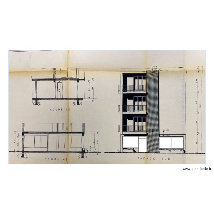 Facade sud. Plan de 0 pièce et 0 m2