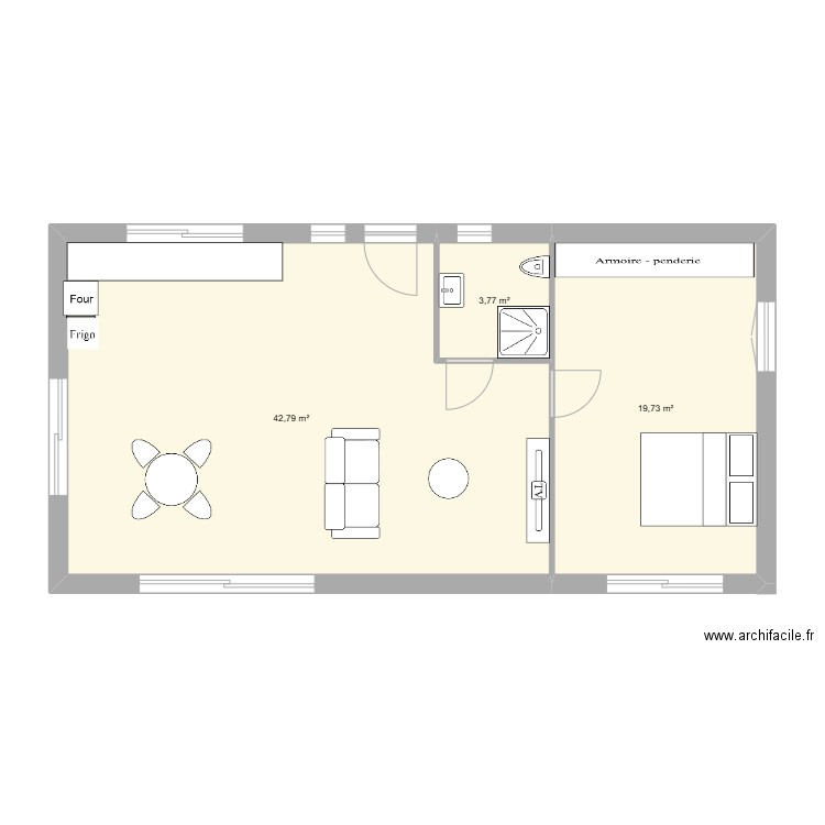 appartement 1. Plan de 3 pièces et 66 m2