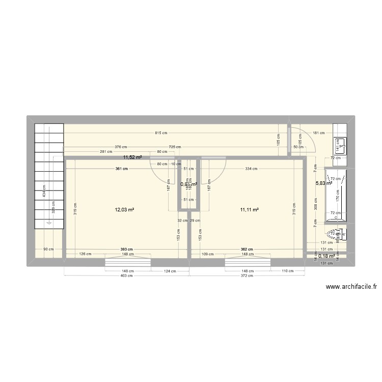 trévoux étage. Plan de 6 pièces et 41 m2