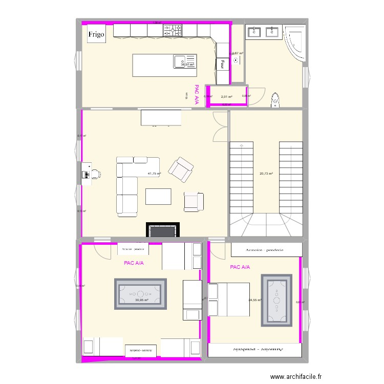 couvent - étage 1. Plan de 7 pièces et 159 m2