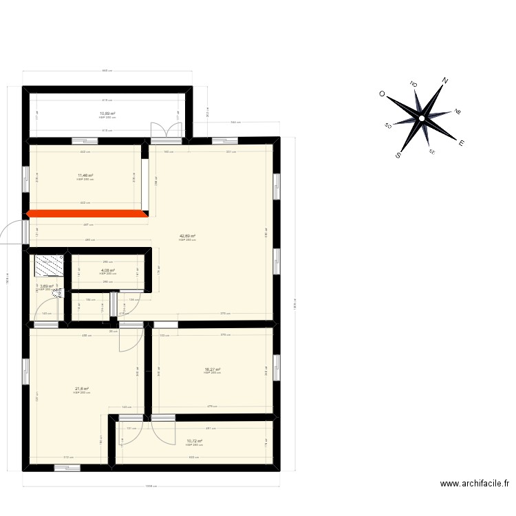 Maison individuelle VF modif. Plan de 8 pièces et 121 m2