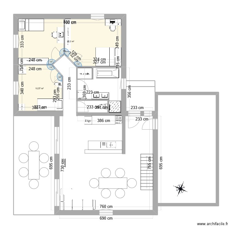 maison. Plan de 2 pièces et 36 m2