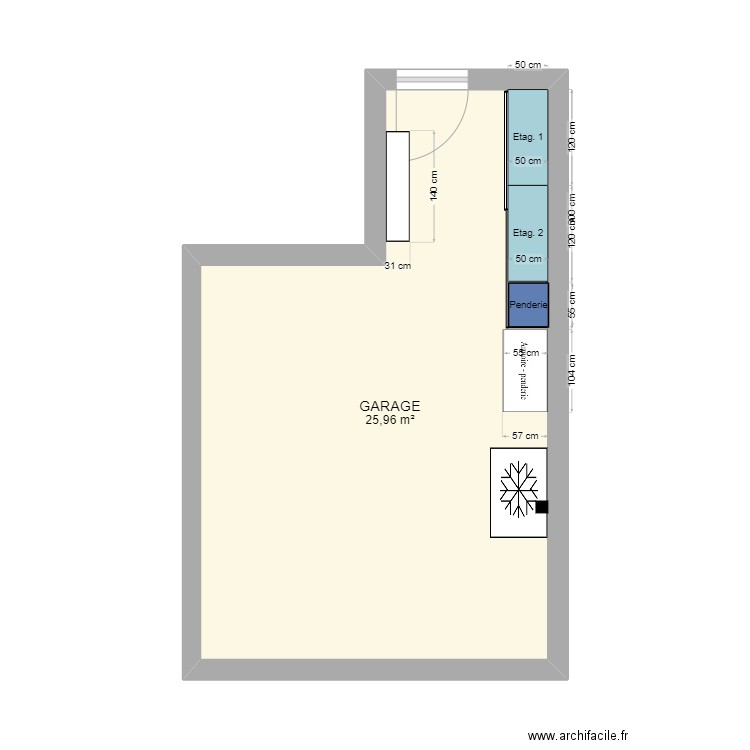 Garage-V1.1. Plan de 1 pièce et 26 m2