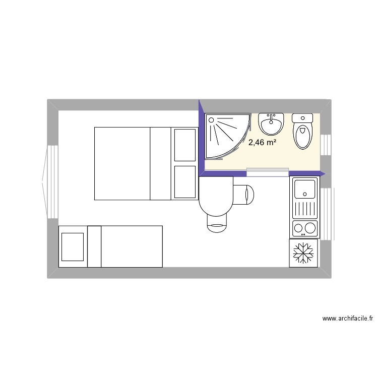 Studio 15m2 habitables . Plan de 0 pièce et 0 m2