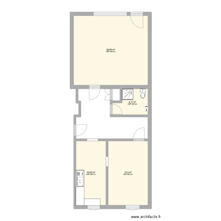 LPC. Plan de 4 pièces et 54 m2