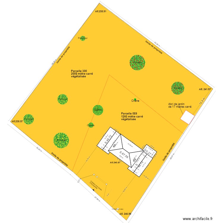 plan de masse. Plan de 2 pièces et 39 m2