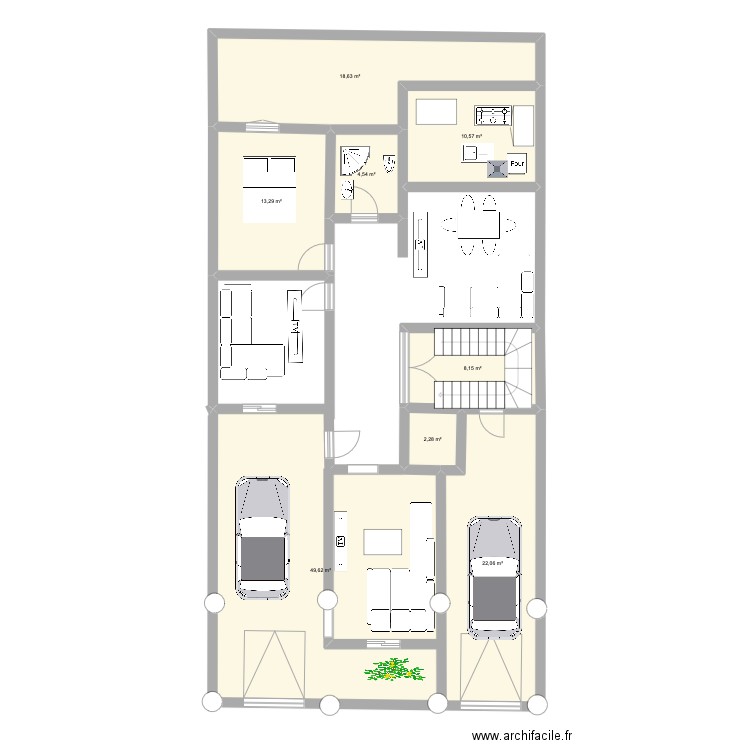 maison1. Plan de 8 pièces et 129 m2