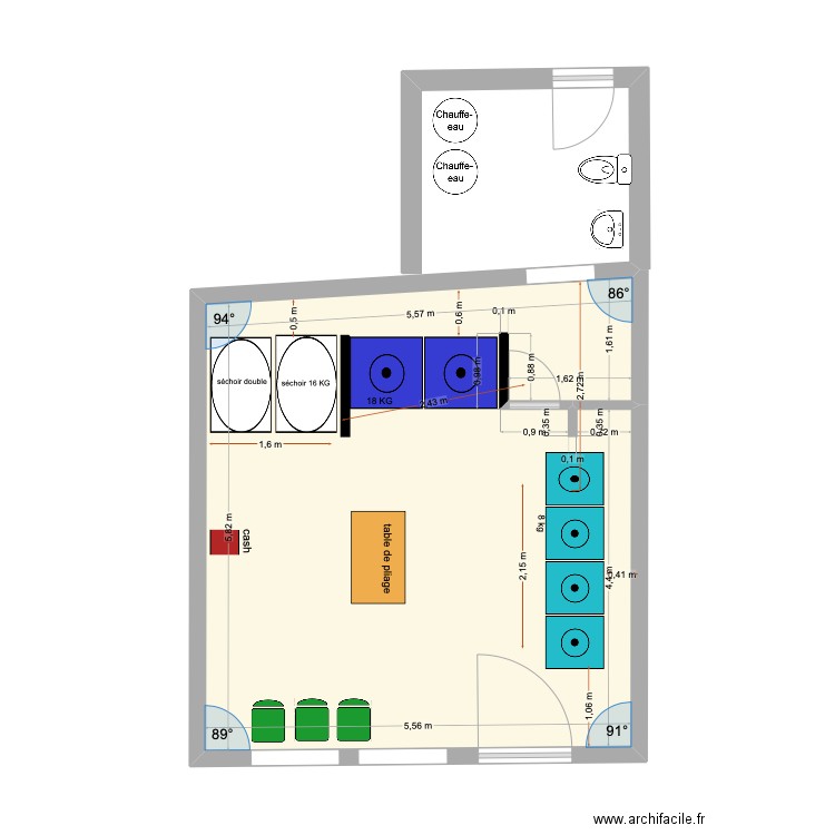 Laverie Lyon 5. Plan de 1 pièce et 33 m2