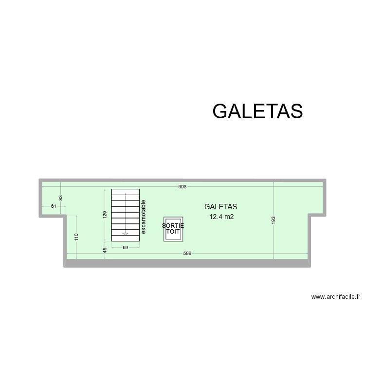 Galetas. Plan de 1 pièce et 12 m2