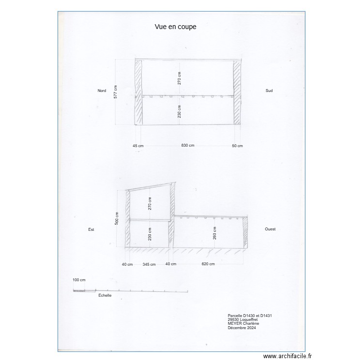 Vue en coupe D1430 et D1431. Plan de 0 pièce et 0 m2