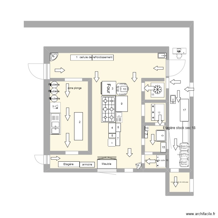 asc marche en avant. Plan de 5 pièces et 23 m2