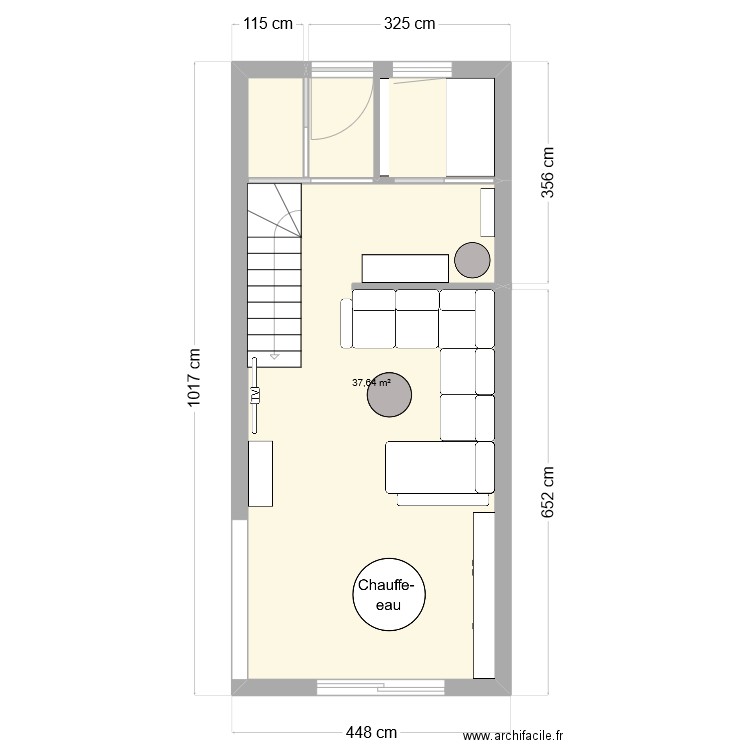 Séjour. Plan de 1 pièce et 38 m2