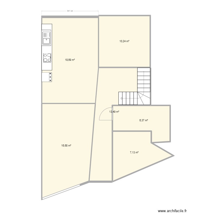 RDC Maison v2. Plan de 6 pièces et 73 m2