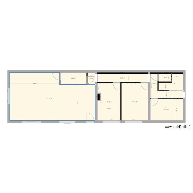 maison Kass. Plan de 13 pièces et 102 m2