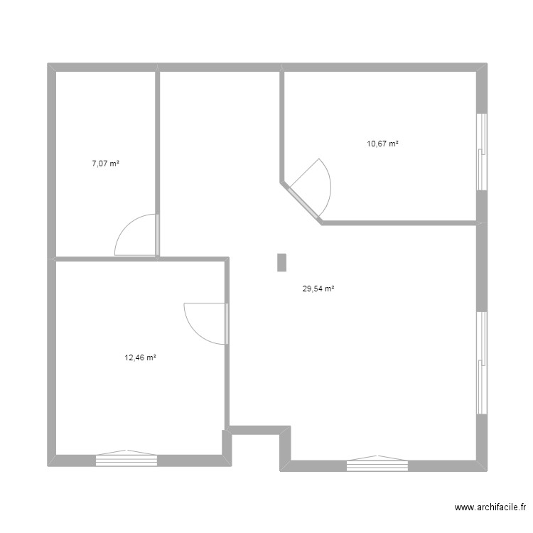 60m2. Plan de 0 pièce et 0 m2